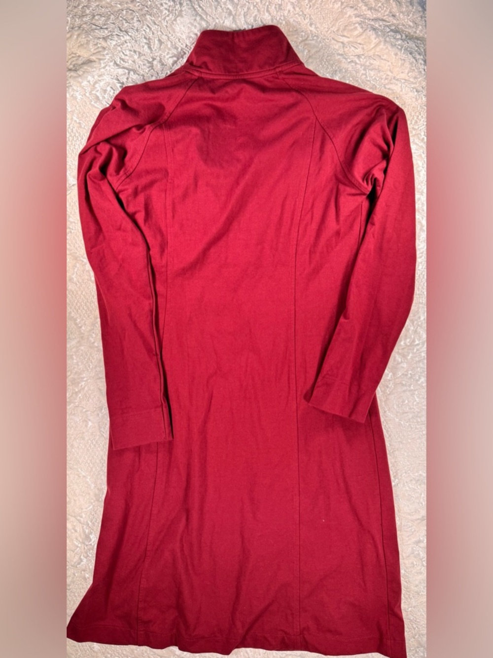 sahalie Burgundy Zip-Neck Long Sleeve Dress - Picture 3 of 3